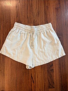 Zara Cream/Tan Drawstring Linen Shorts